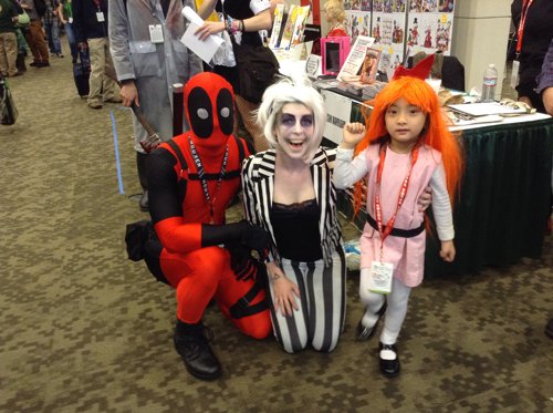  family cosplay fun - dim sum warriors, yen yen, colin goh, yakuza baby, deadpool, 